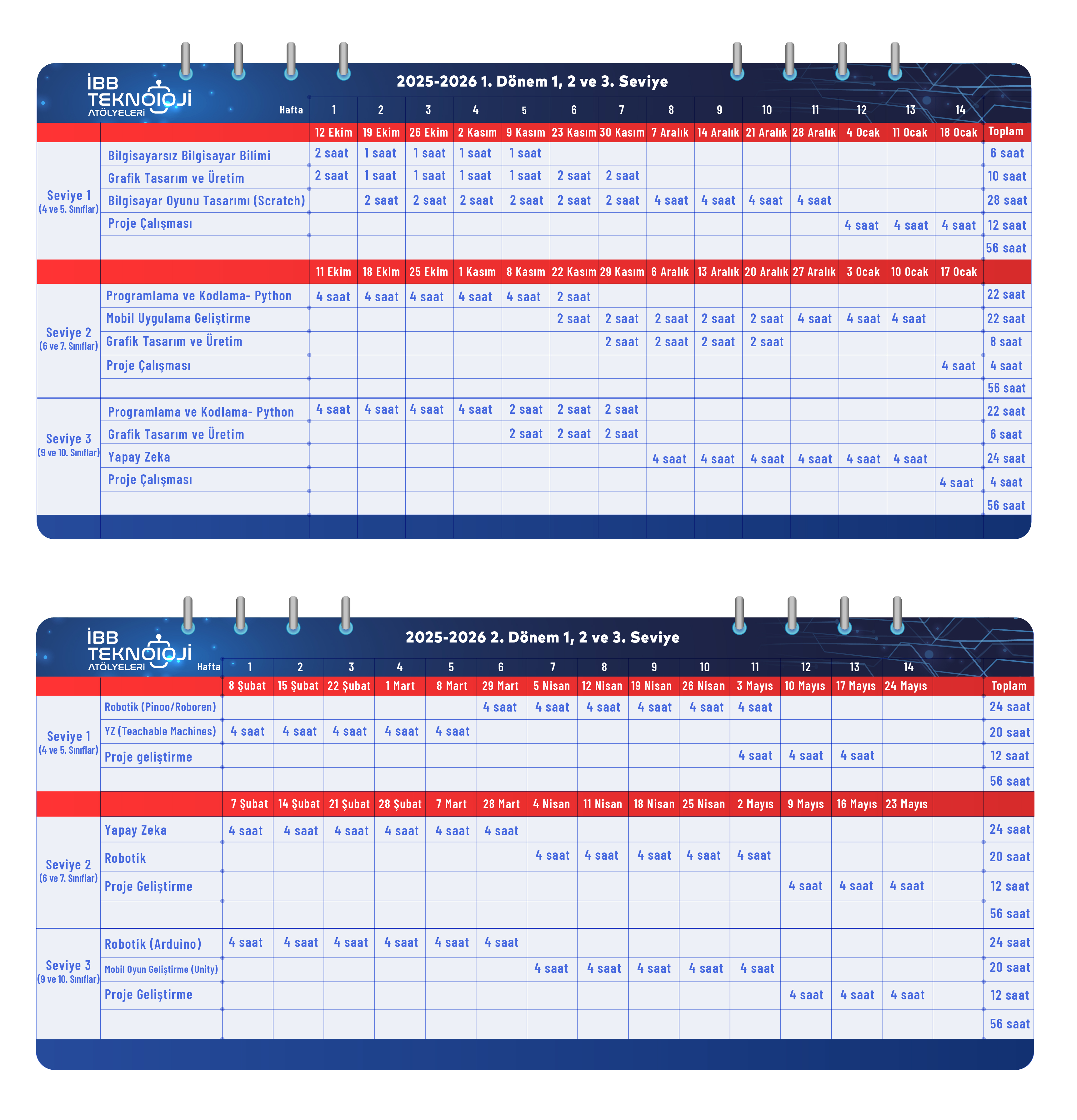 Çalışma Çizelgesi